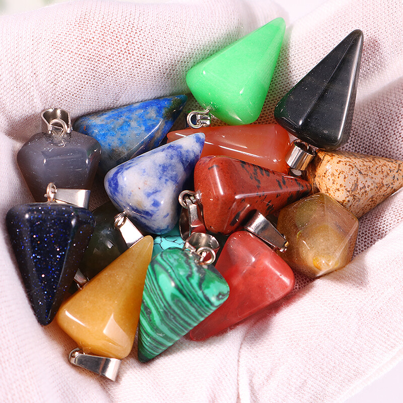 Natural Quartz Hexagonal Stone Pendant Healing Reiki Crystal Pendants 15pcs