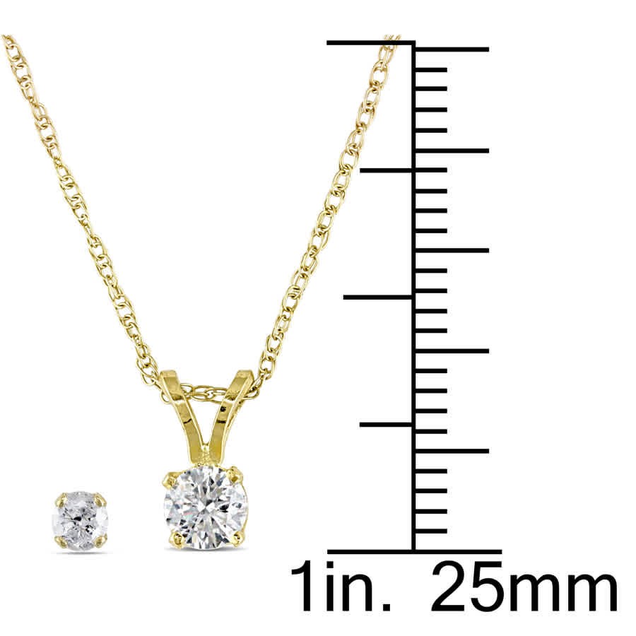 AMOUR 1/2 CT TW Diamond Solitaire Pendant with Chain and Stud Earrings 2-piece
