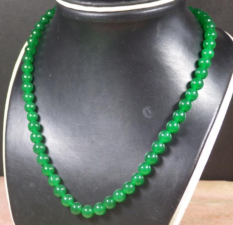 CHINESE Icy Green JADE Bead Beads Necklace 8 mm 284843 ** 17 inches **