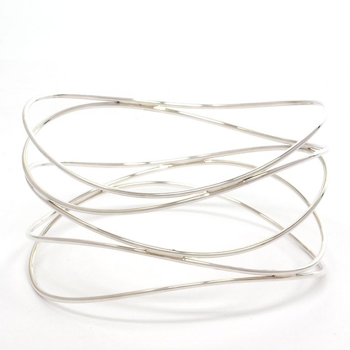 Tiffany & Co. Elsa Peretti Open Heart Bangle Bracelet Ag925 Silver 19.5cm