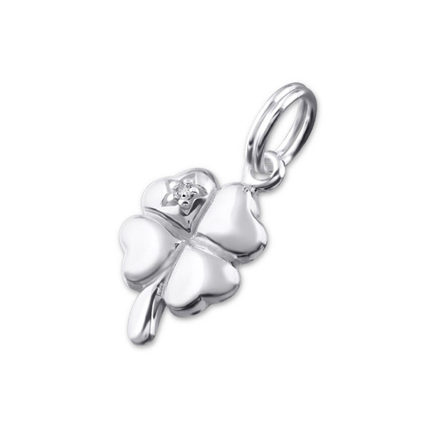 Silver Shamrock or Clover CZ Charm Dangle, Split Ring