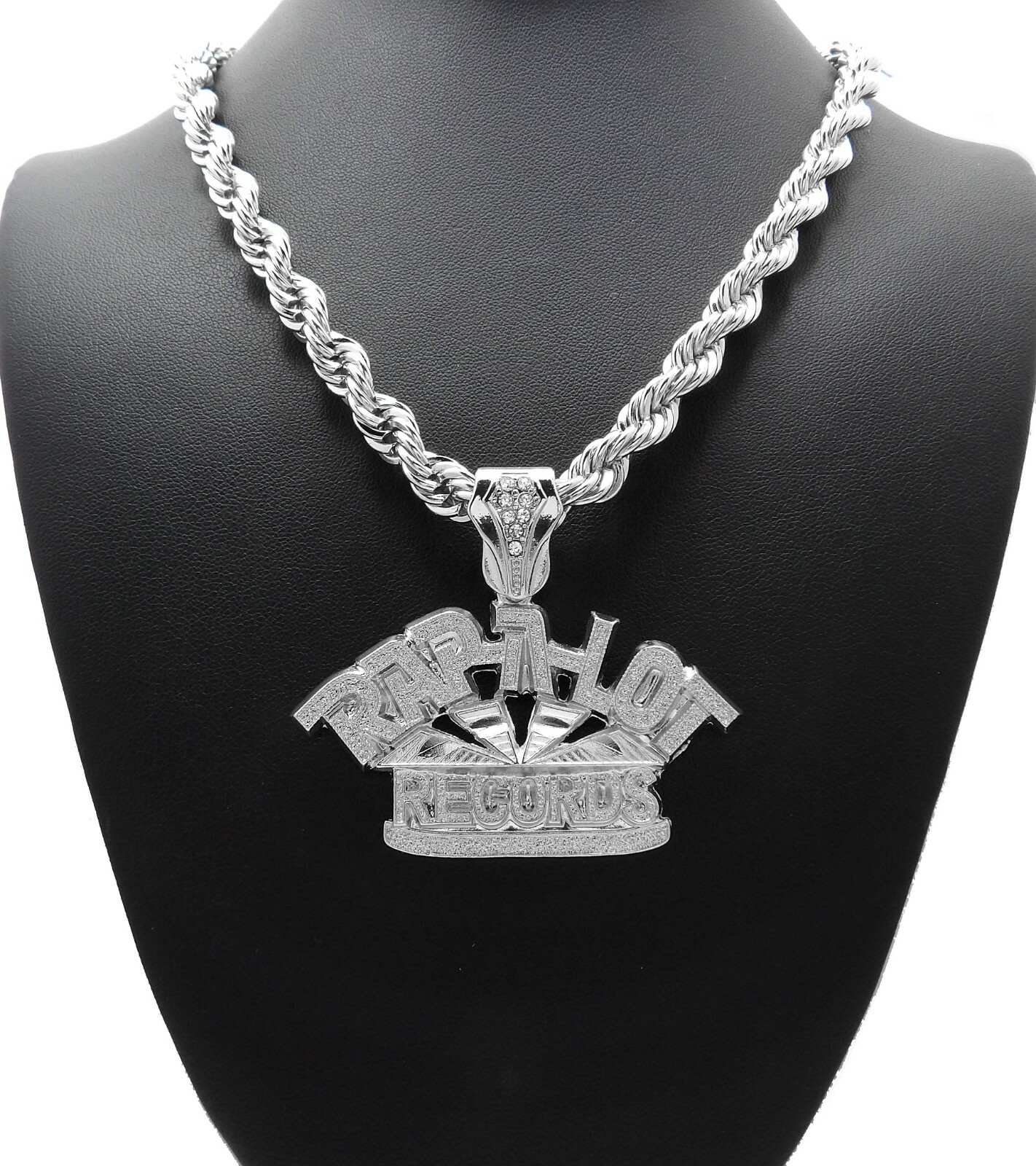 HIP HOP ICED RAP-A-LOT RECORDS PENDANT & 8mm 18″ 20″ 24″ 30″ ROPE CHAIN NECKLACE
