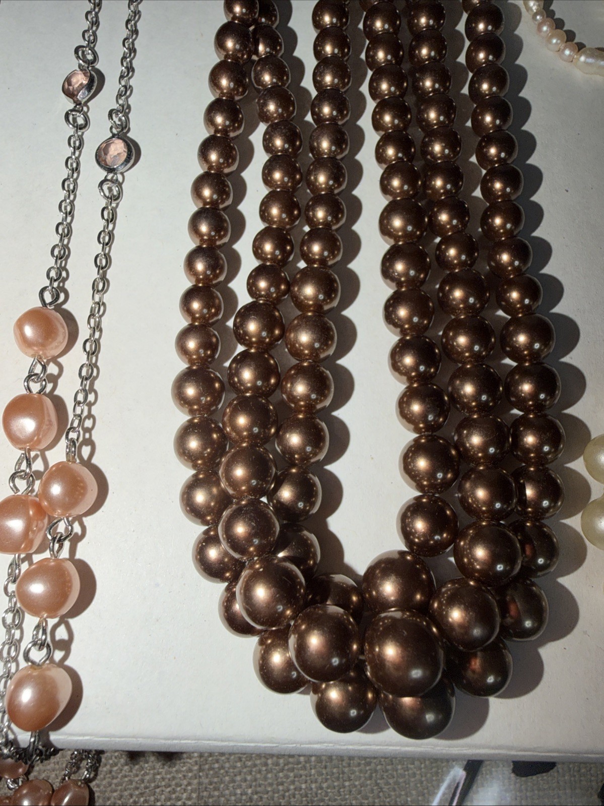 Assorted Faux Pearl Costume Jewelry Lot of 10 Necklaces Vintage & Modern