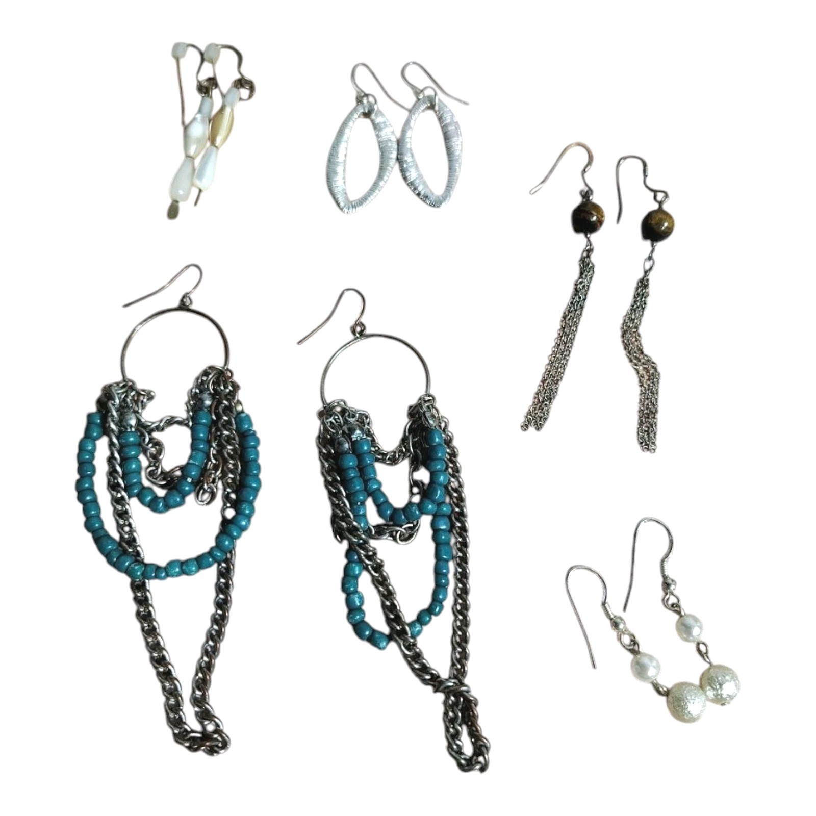 Vintage Earrings Lot Of 5 Pairs Hook Dangle Pierced As Shown Earrings