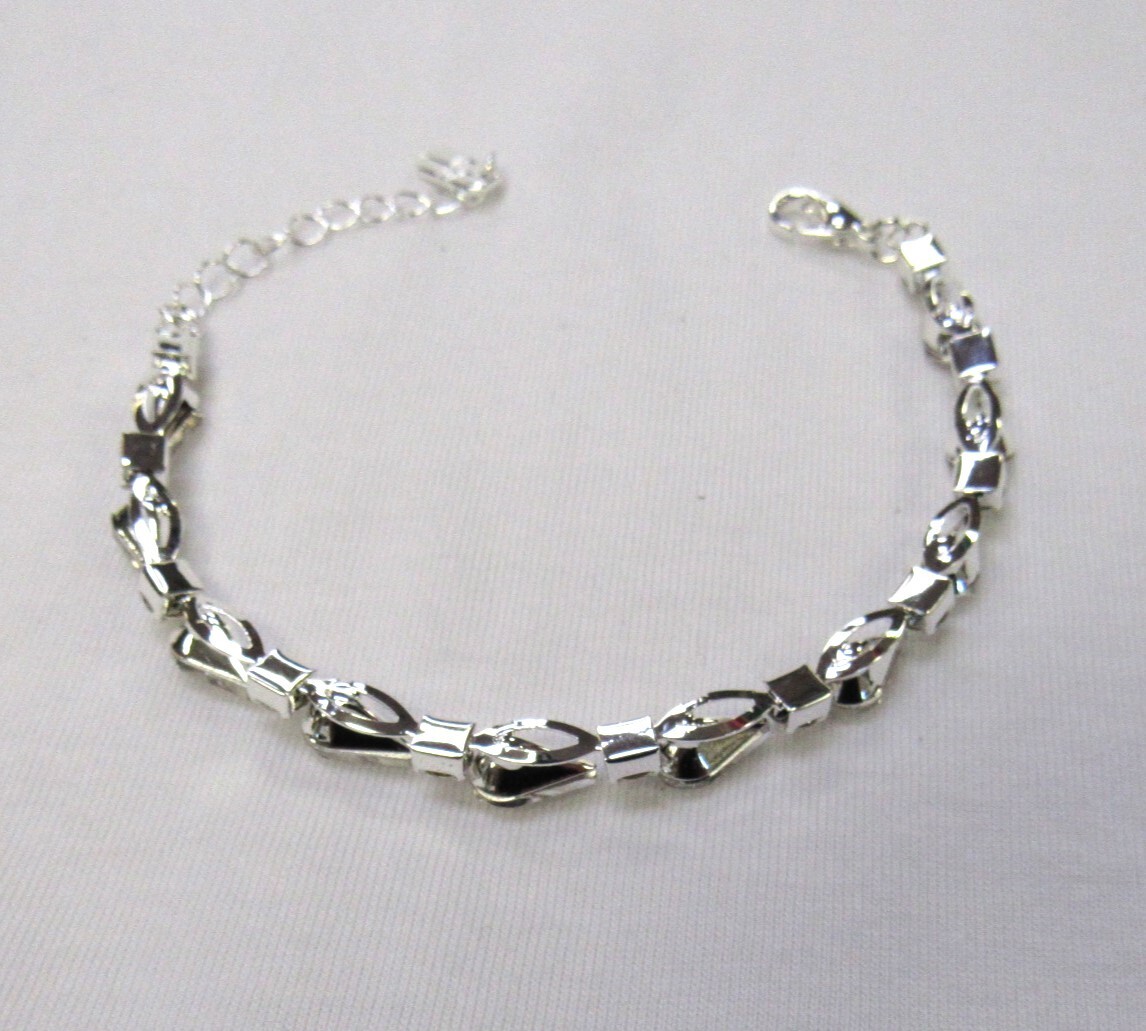 Silver Rhinestone Crystal Teardrop Sparkle Bracelet Prom Special Occasion # 3097