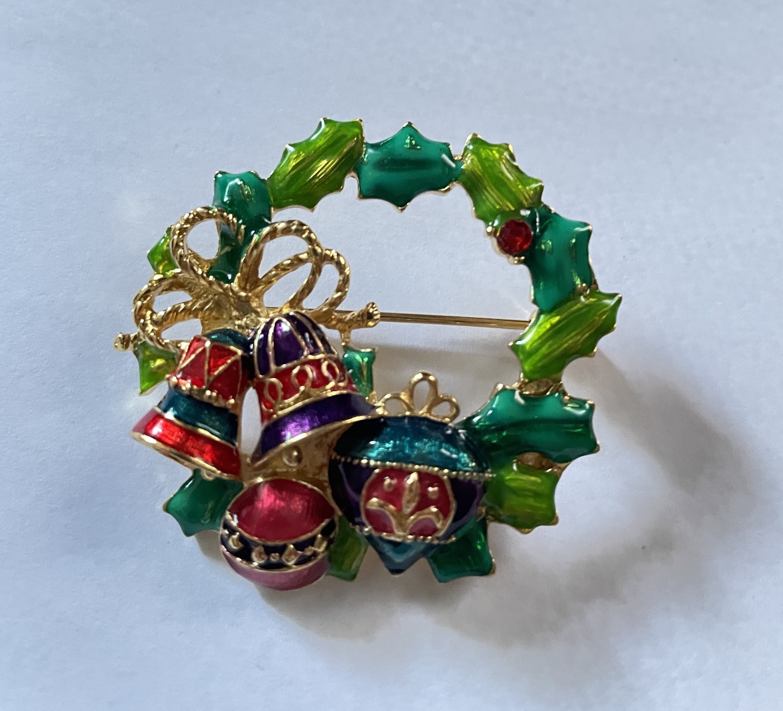 Christopher Radko Enamel Christmas Ornaments Wreath Brooch