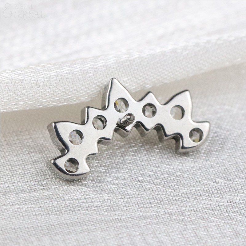Titanium 16G Internally Threaded Labret Earrings – Marquise & Round CZ Fan Clust