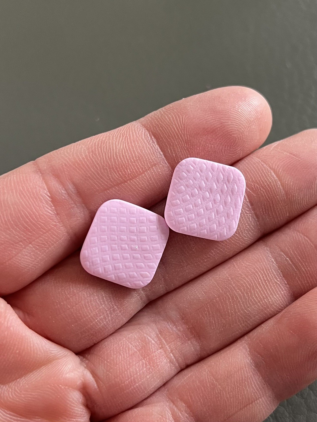 Handmade Black Polymer Clay Stud Earrings – Square – Ultra Lightweight