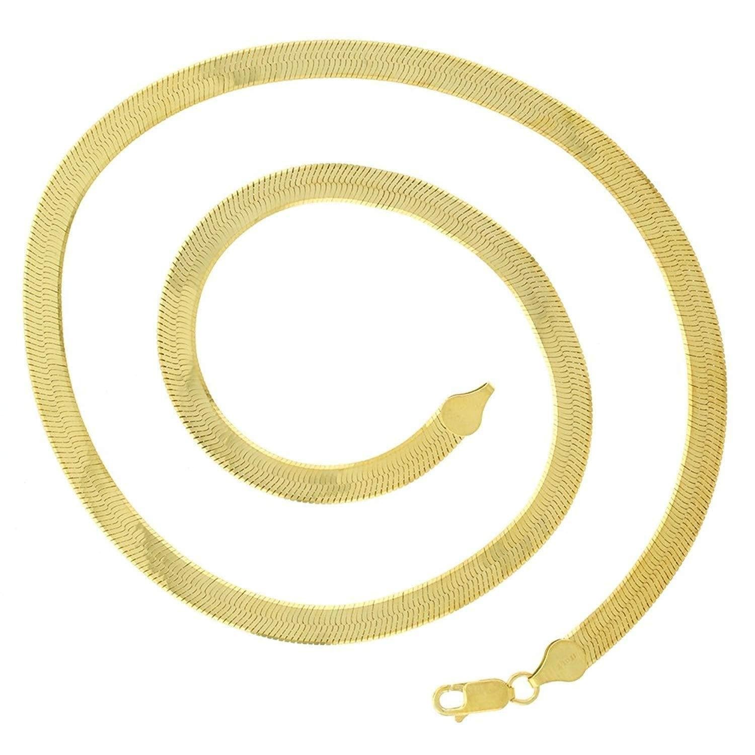 18K Yellow Gold Filled 16inch 5mm wide Italian Herringbone Choker Chain Necklace