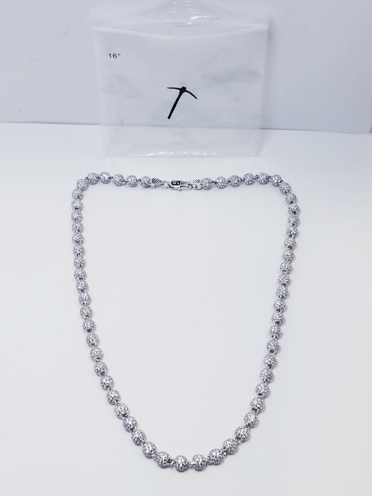 GLD Shop Ball Necklace in White Gold Plated- 4mm