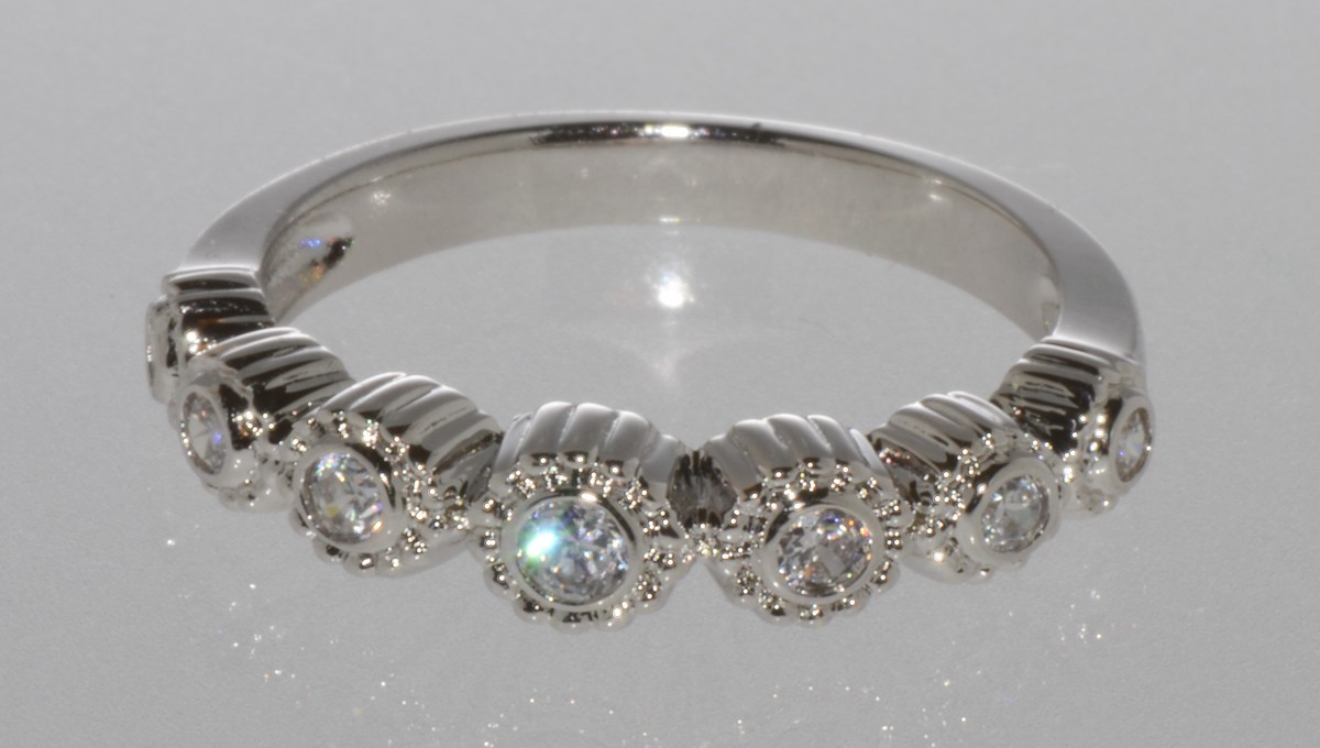 Sterling Silver 7 Stone Cubic Zirconia Band Cocktail Ring AAA Grade Clear CZ