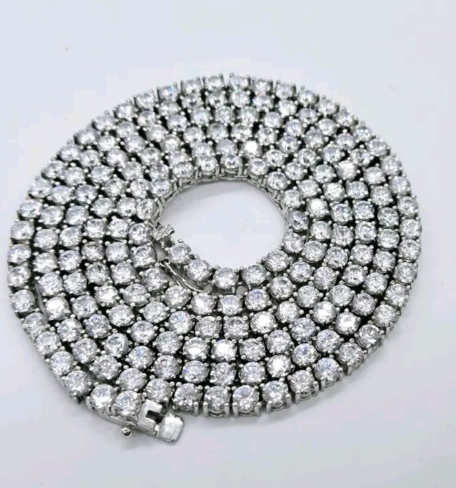 Tennis Crystal Necklace Silver tone Statement Signed DS 35 in RARE
