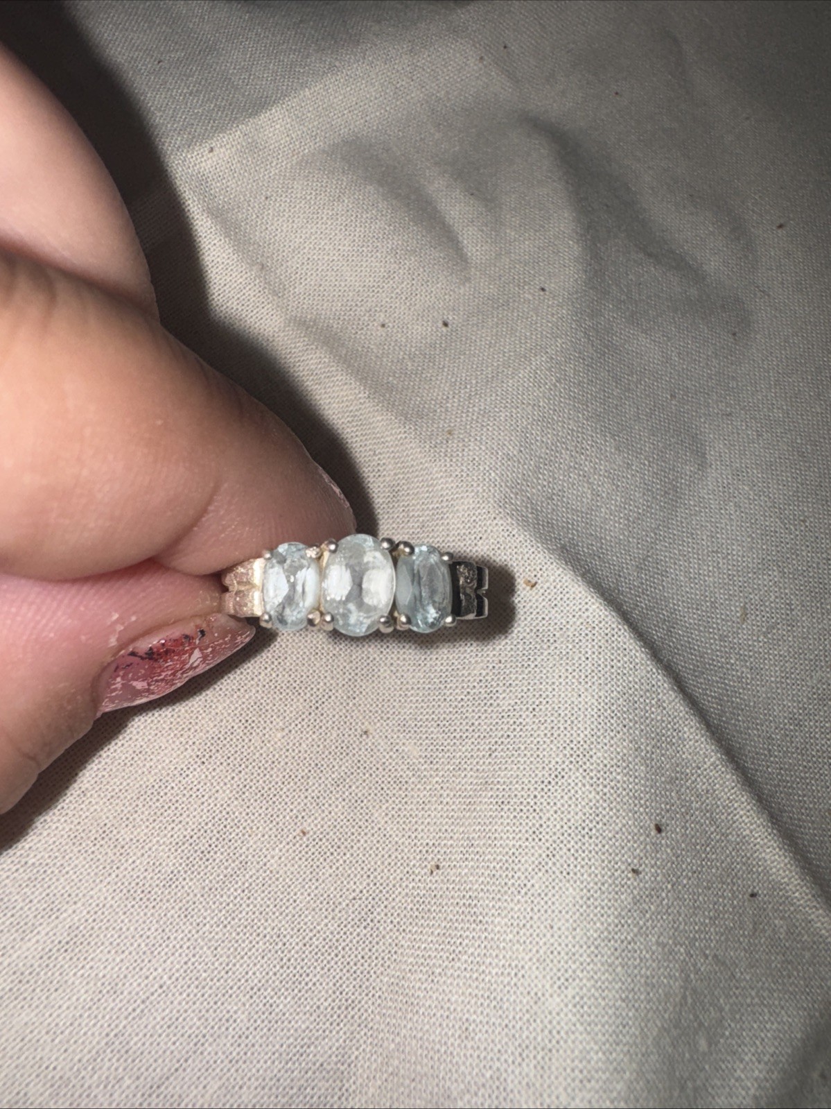 Silver ring with beautiful blue stones 1990s Size 6 3/4 G2U