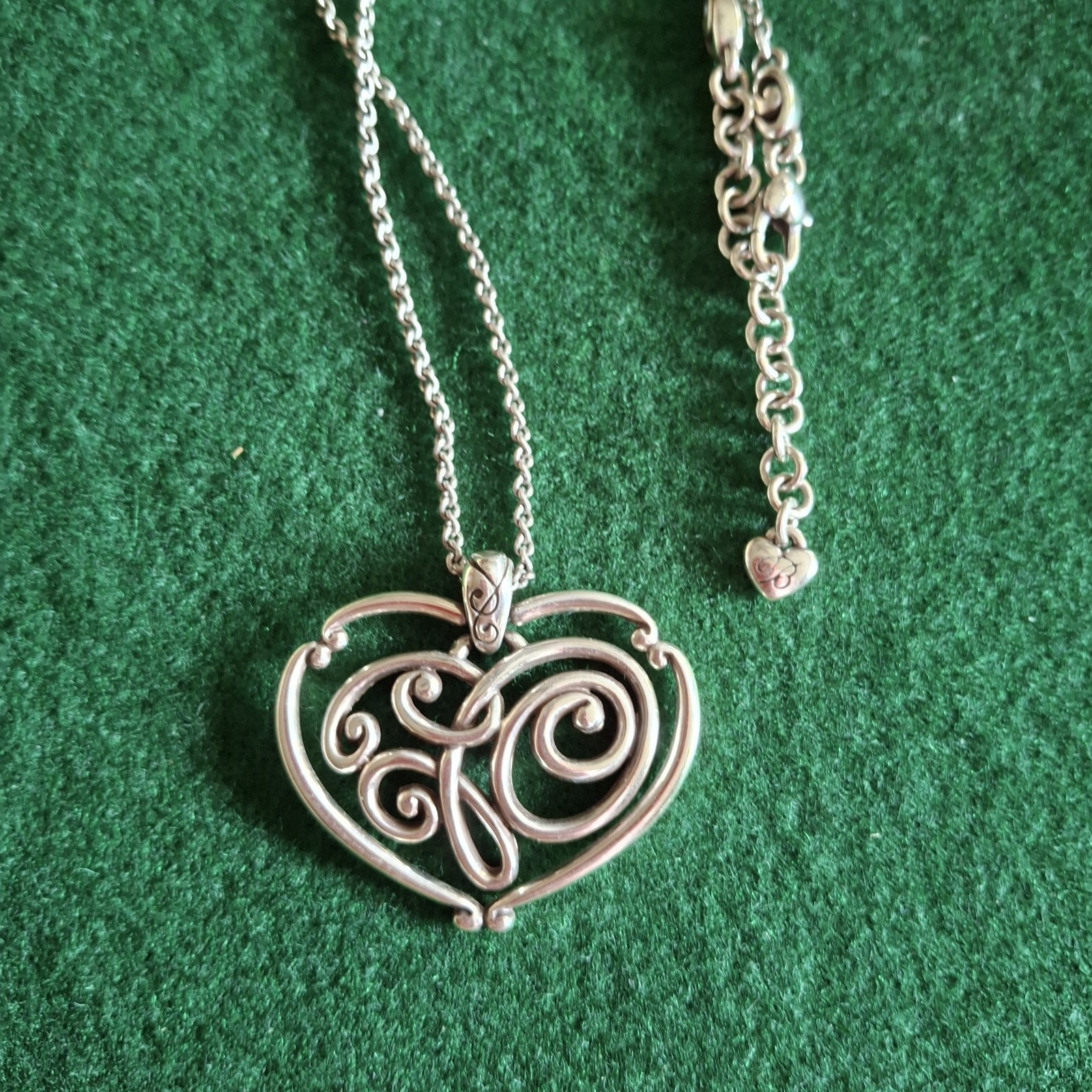Brighton Heart Pendant Necklace 20″ Pre-owned Silver Plated Very Good Condition