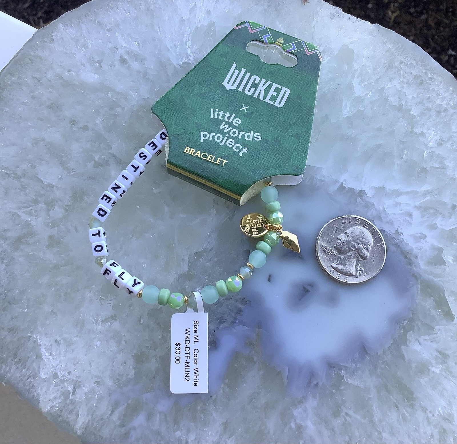 Little Words Project x Wicked “Destined to Fly” Stretch Beaded Bracelet Sz M/L