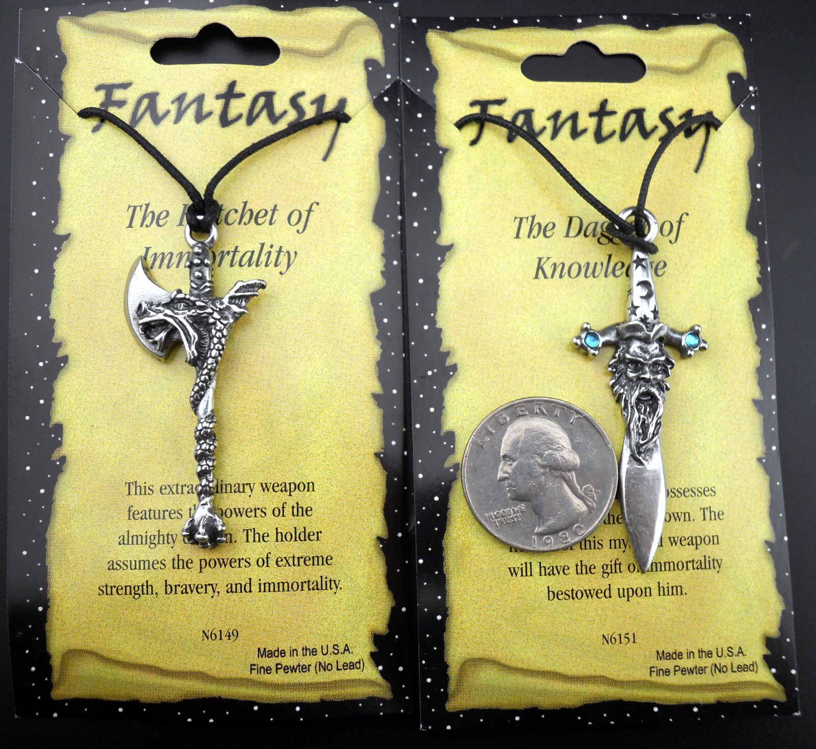 Wizard Necklace Dragons Pendant Original NEW/Old Dragon Axe Sword 5 pc Medieval