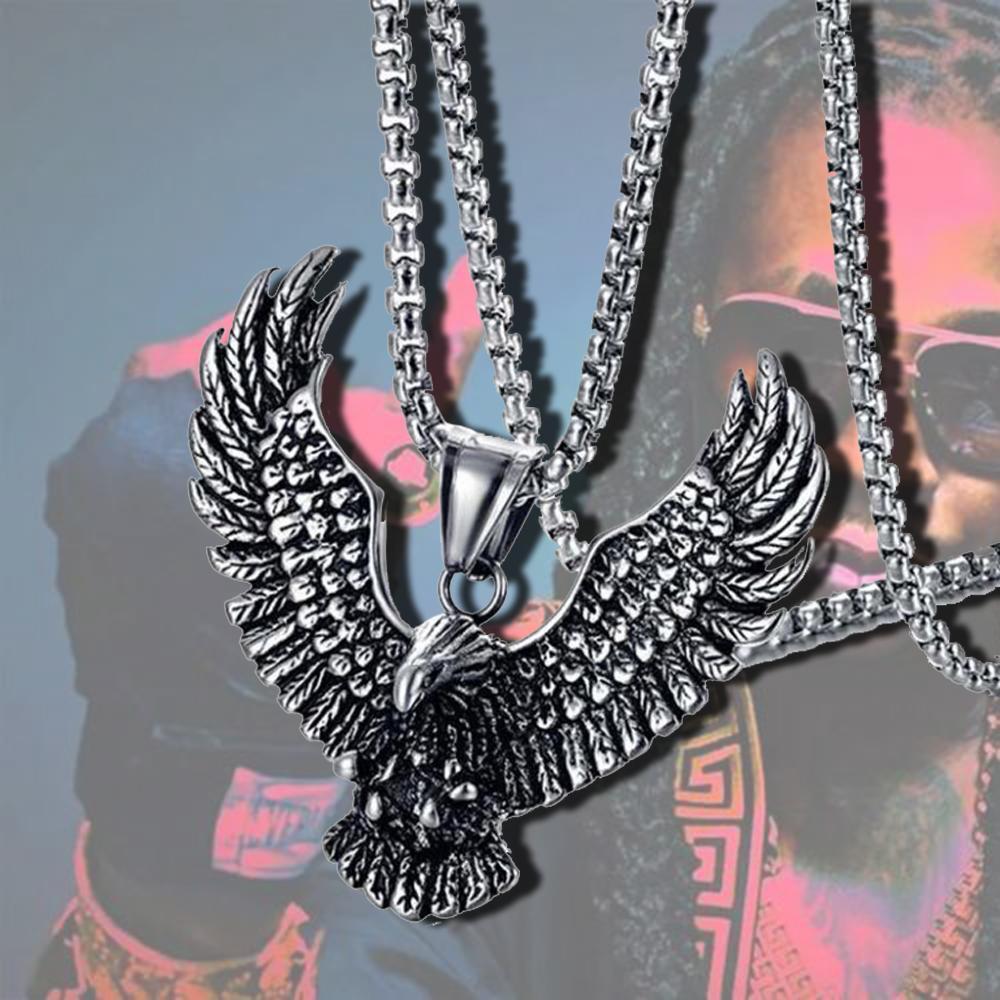 Flying Eagle Pendant Necklace Hip Hop Punk Stainless Steel Chain Men’s Jewelry