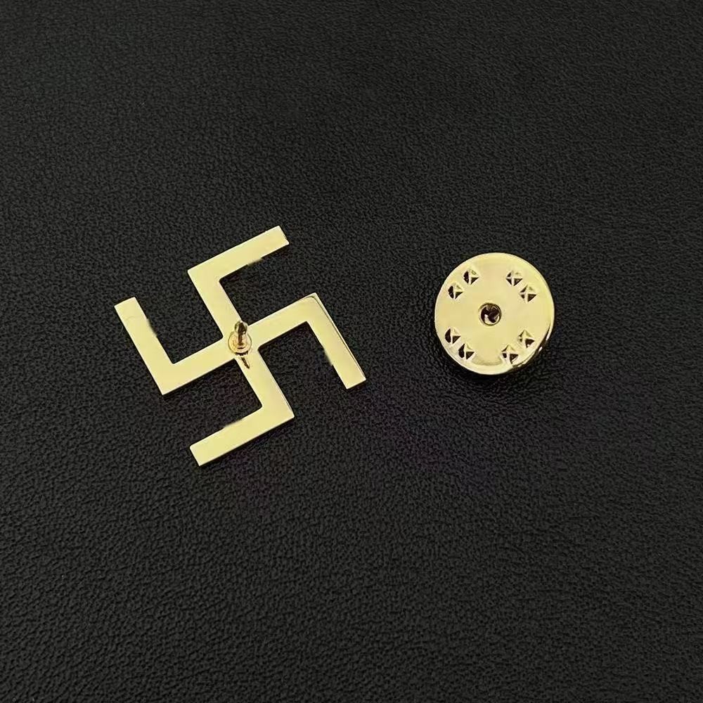 Titanium Steel Vintage 万字符 Blessing Brooch Pin Amulet Accessory for Women Men