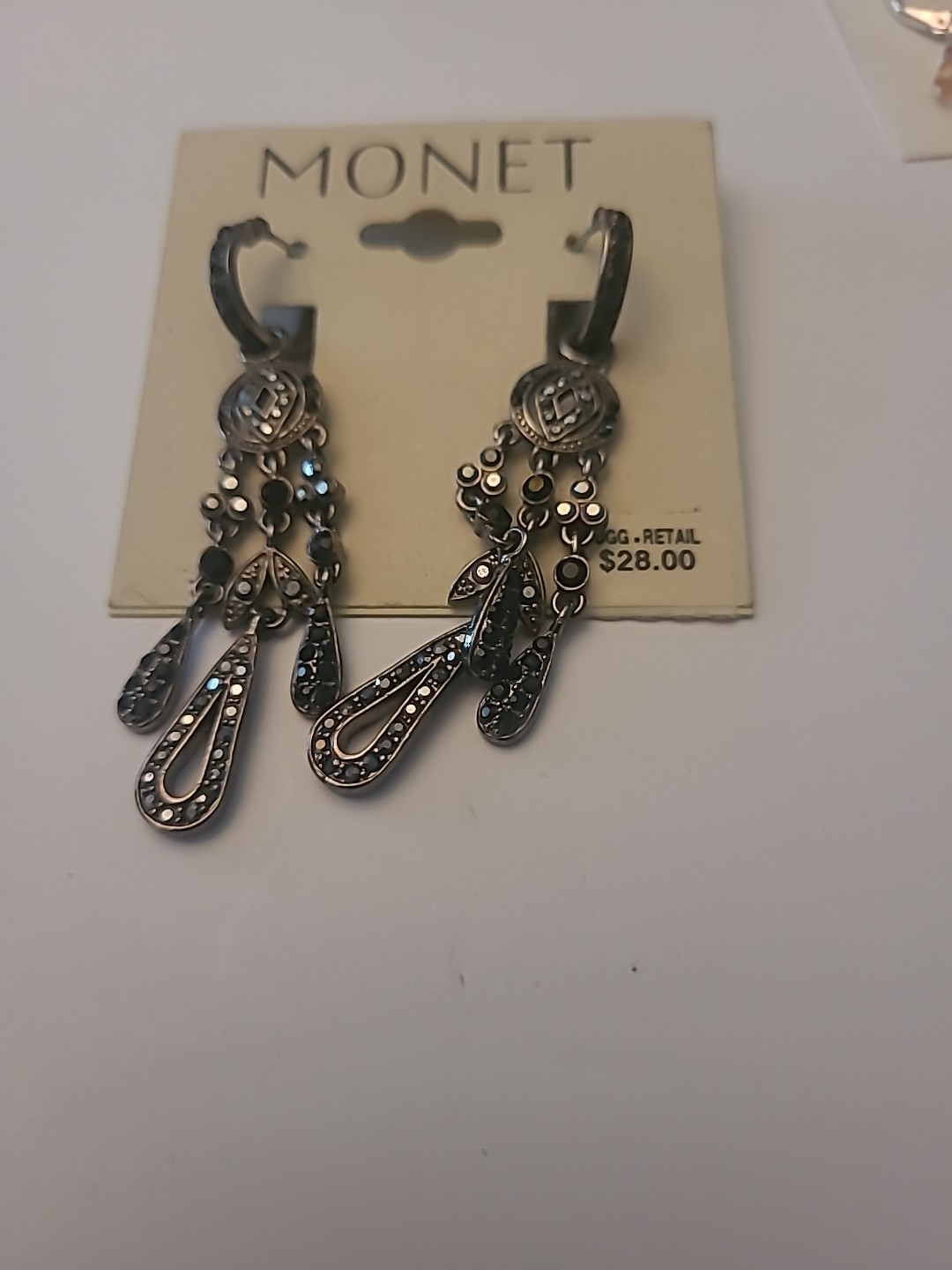 MONET Marcasite Chandelier Earrings See Pictures FREE SHIPPING