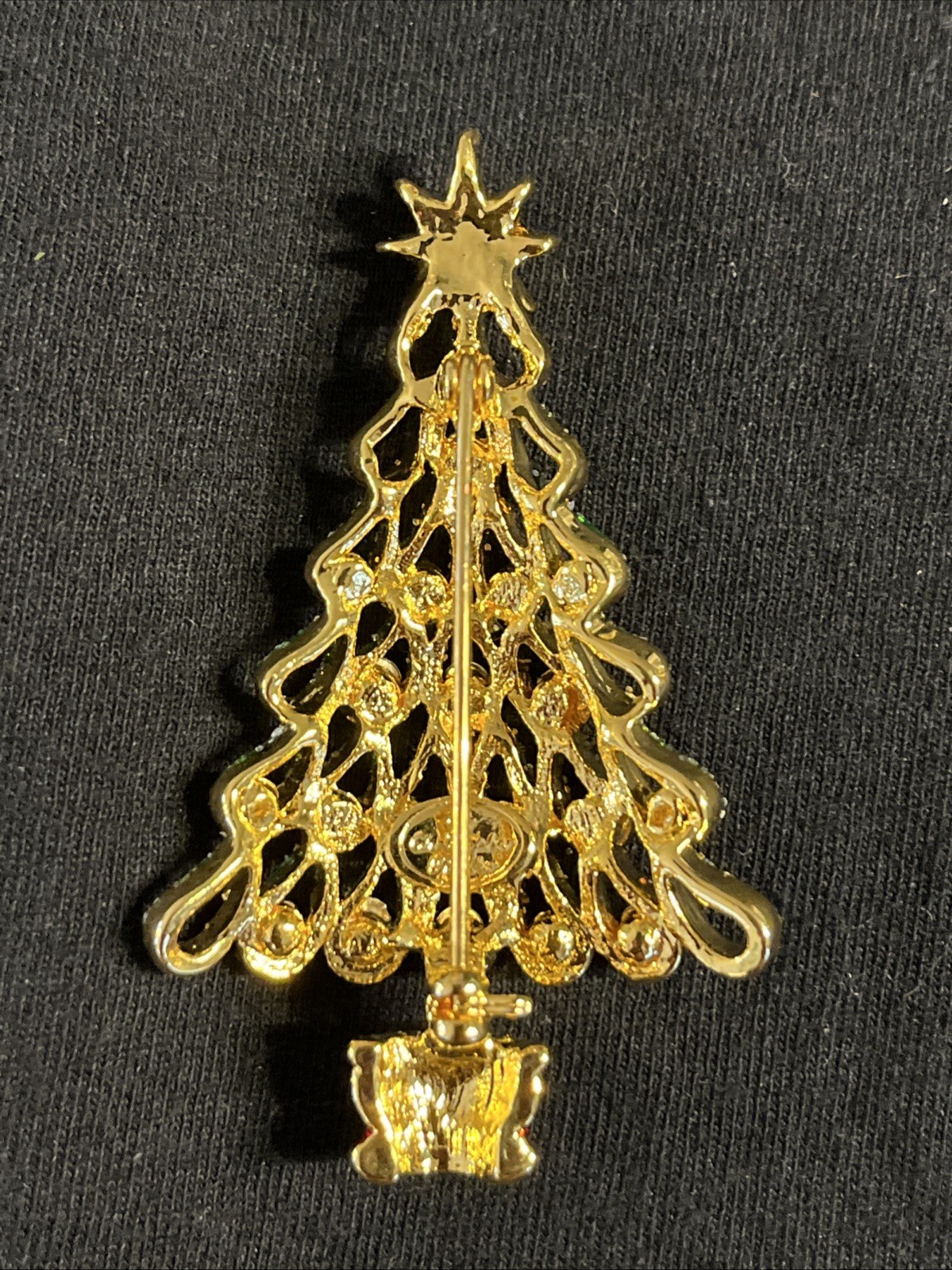Christopher Radko Presents Shiny Brite Christmas Tree Brooch Pin Holiday New 2”