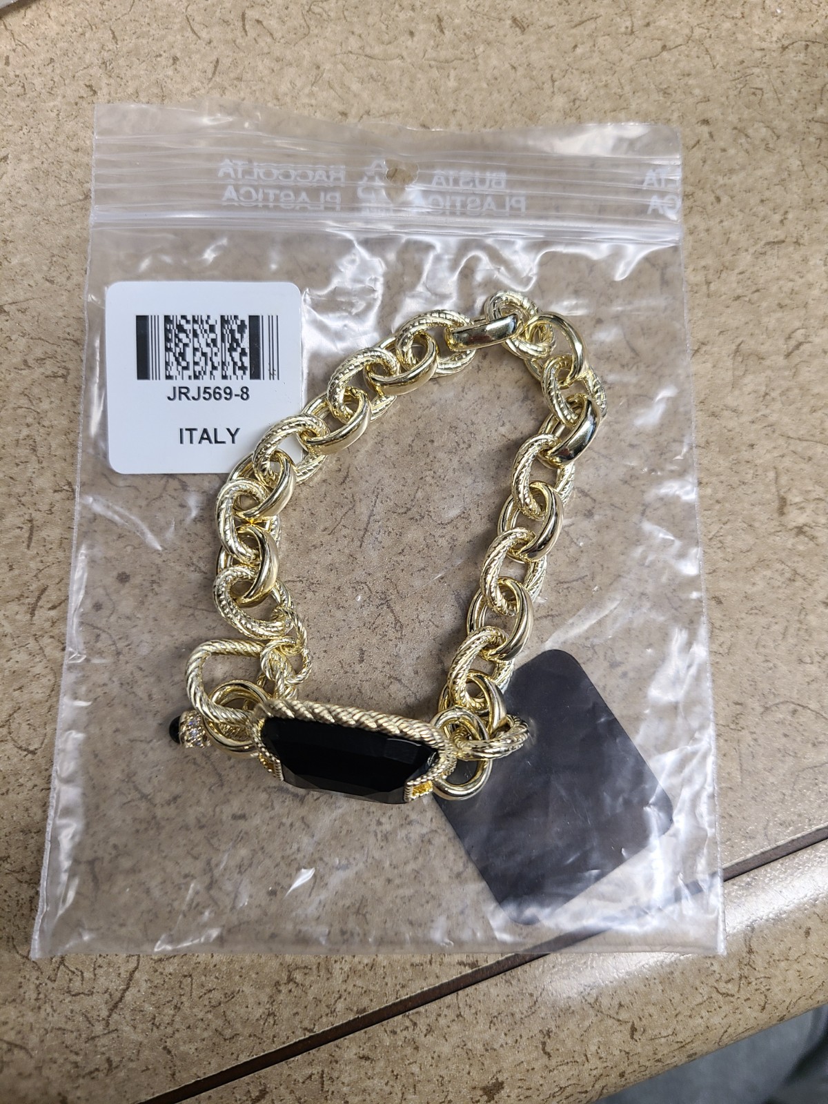 Judith Ripka Black Onyx With Cubic Zirconia 14k Gold Clad Verona Loop & Toggle B