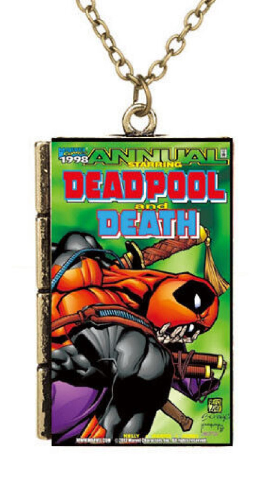 Deadpool Spiderman Comic Books Illustrated Cover Pendant Necklace Free Gift Bag