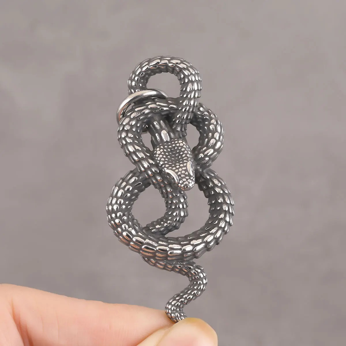 Stainless Steel Animal Snake Pendant Men Women Gothic Punk Hip Hop Handmade