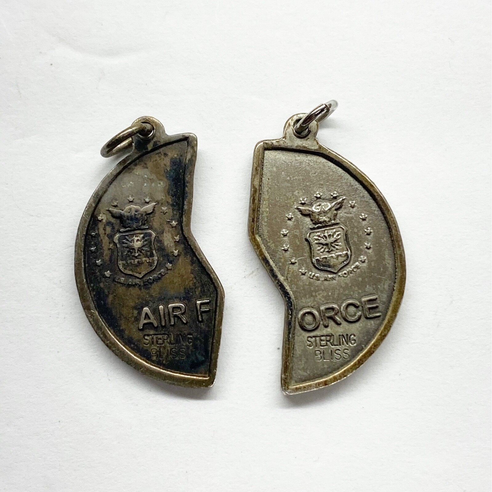 Sterling Silver Miz Pah Coin Pendant Air Force Husband Wife Best Friend Bff Love