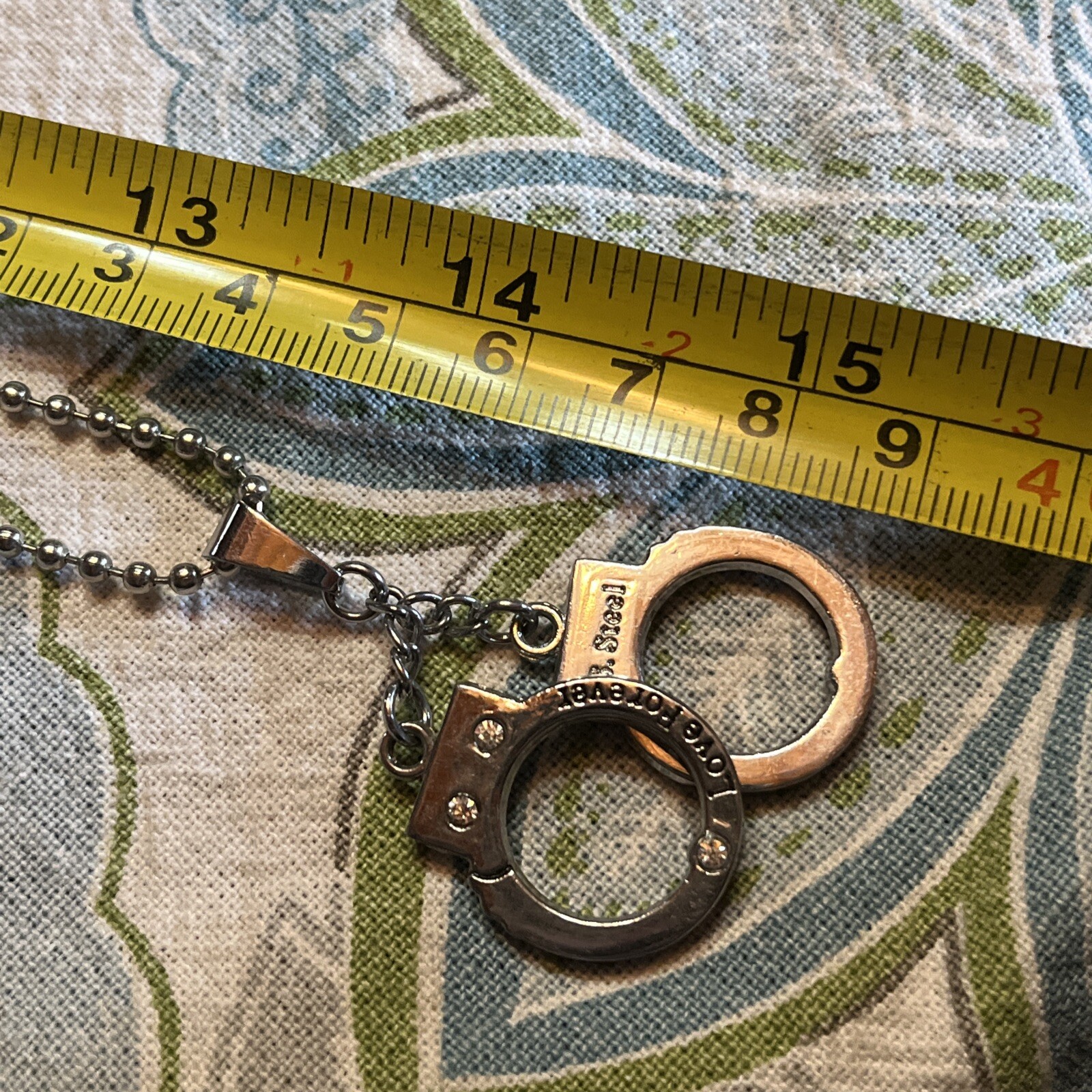 Handcuff Necklace Charm “Love Forever” Stainless Steel Ball Chain 28”