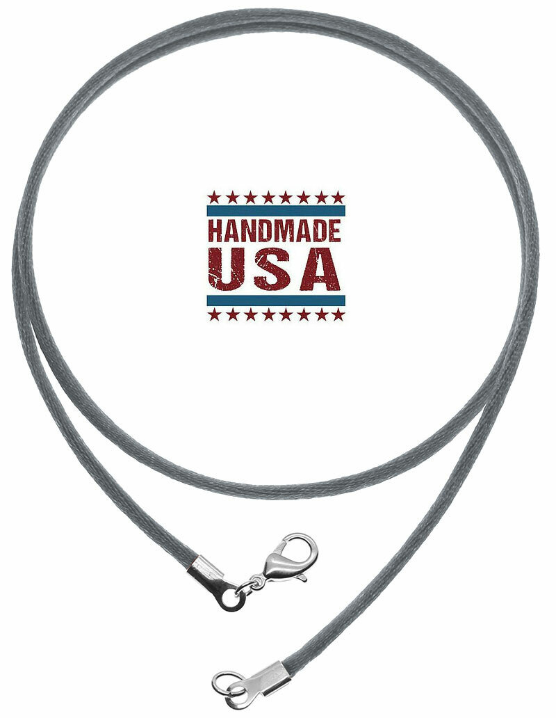 Gray Satin Silk Cord Necklace Silver/Gold Clasp From 16″ to 30″ In Length