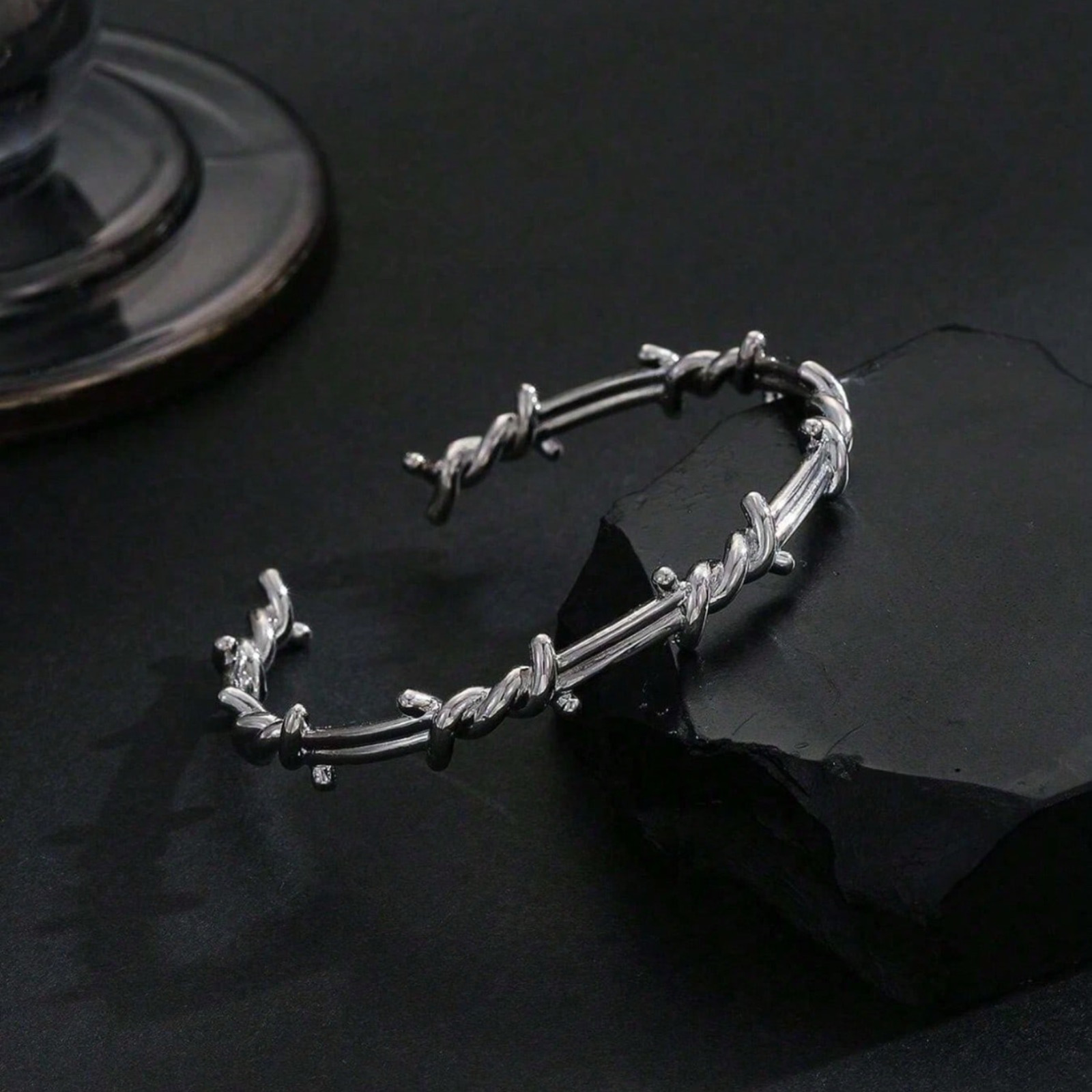 Bracelet for Men Twisted Double Barbed Wire Cuff Gothic Style Uniq Bracelet Gift