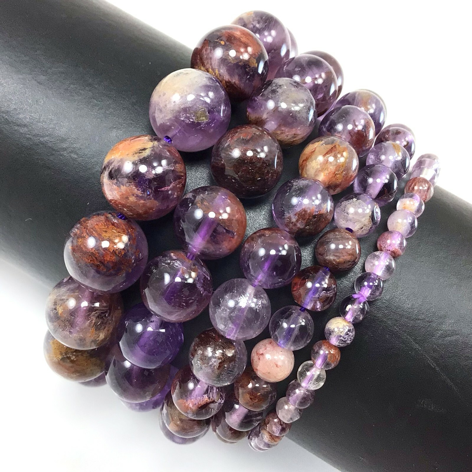 Handmade Gemstone Natural Super Seven Crystal Beaded Bracelet 7.5″ 4 6 8 10 12mm