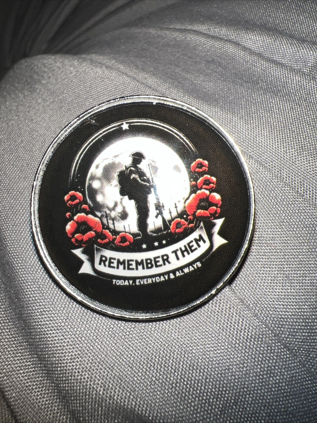 “Remember Them “ Black, Red & Silver Commemorative Broach