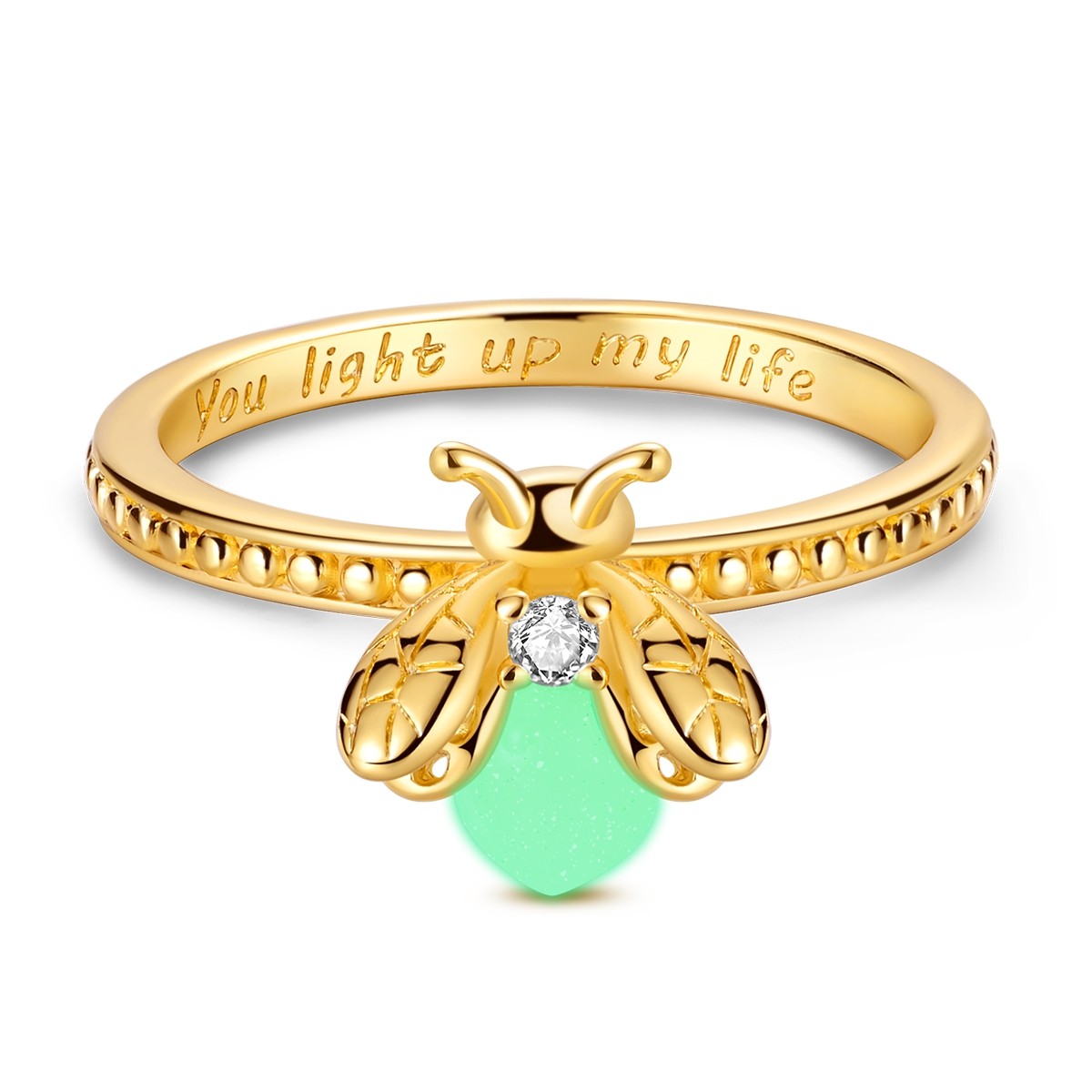 LAZA 925 Sterling Silver Luminous Firefly Finger Ring AAA CZ Women Jewelry