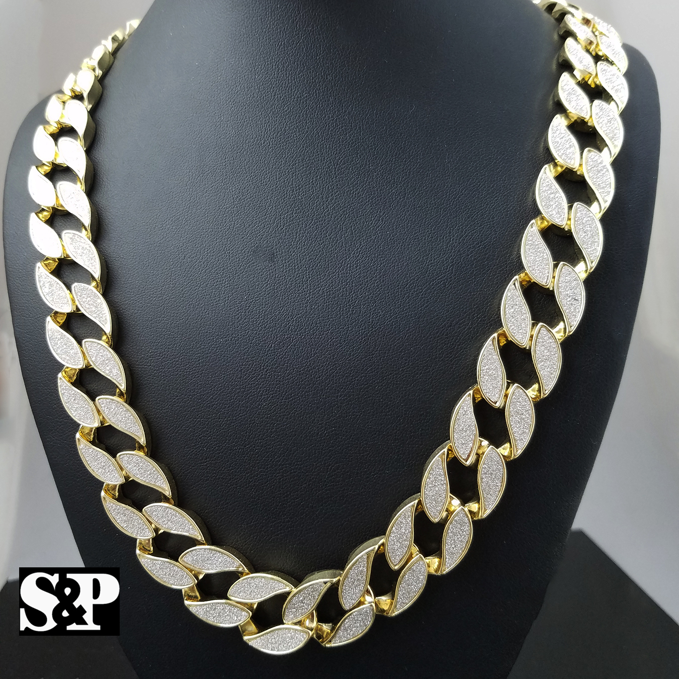 Sand Blast Bling 18mm 30″ Miami Cuban link Chain & 18mm 8.5″ Bracelet Combo Set