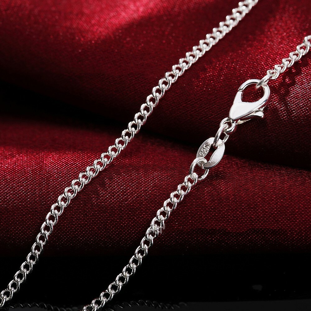 16″-30″ Mens Womens 925 Sterling Silver 2mm Wide Curb Link Chain Necklace #N249