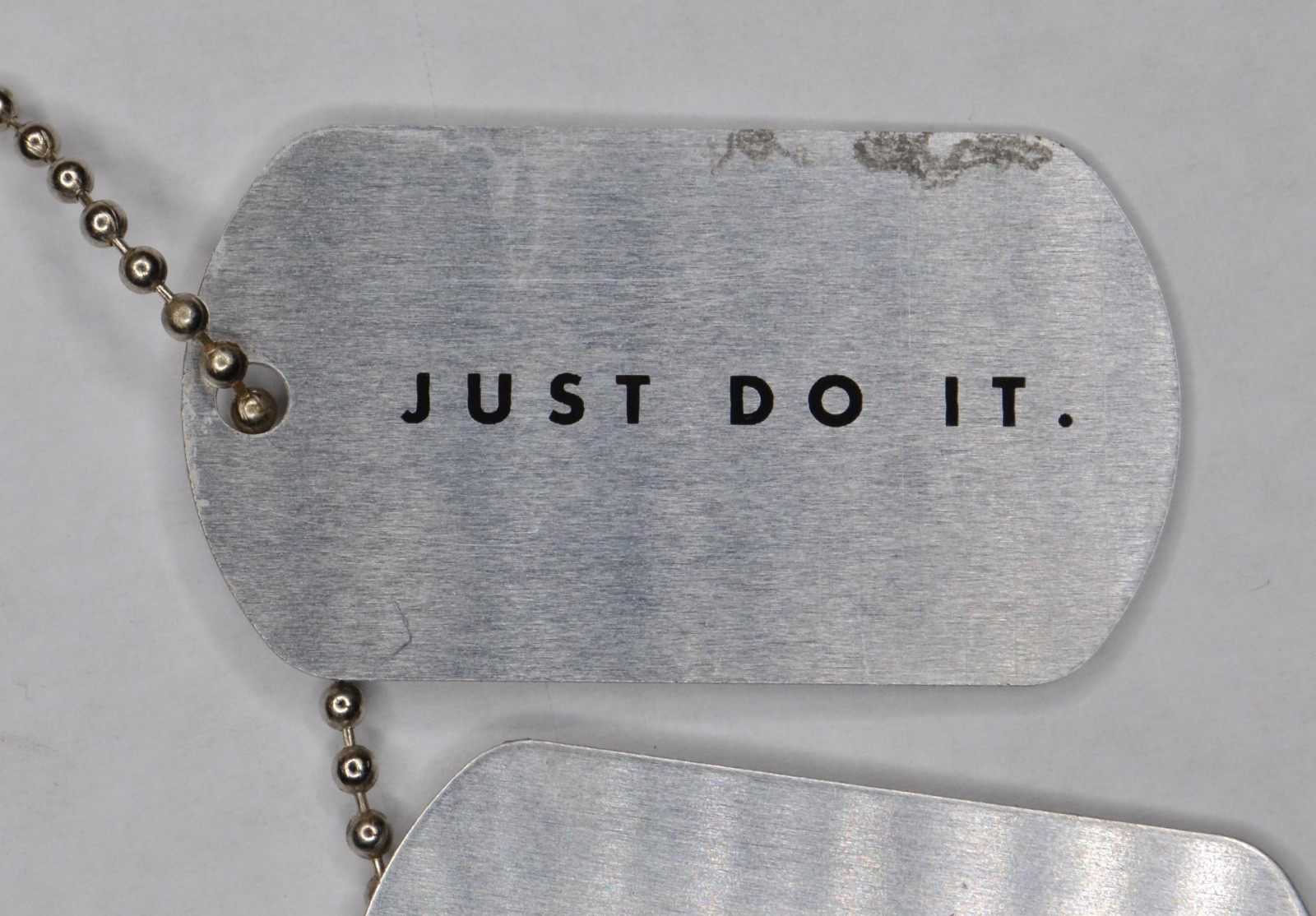 Rare Nike Just Do it Basketball swoosh Dog Tag Pendant Metal Chain Necklace #2