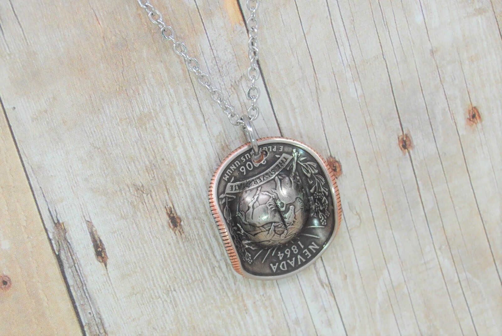 Cowboy Hat Necklace, Custom Made From US State Quarter, Stetson Style, USA Made