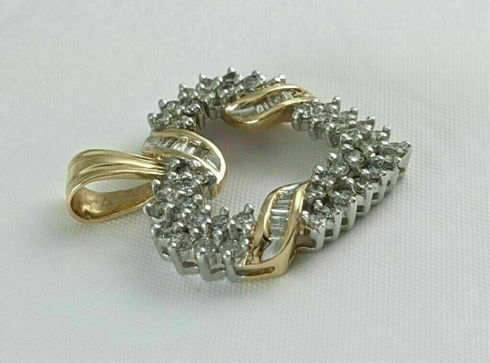 Stunning Heart Shape Pendant Round Cut Simulated Diamond 14K Yellow Gold Plated