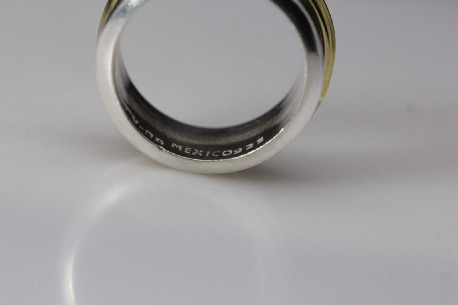 925 Sterling Silver Brass Vintage Mexico Spinner Band Size 9 Ring 10.1g RIN9360