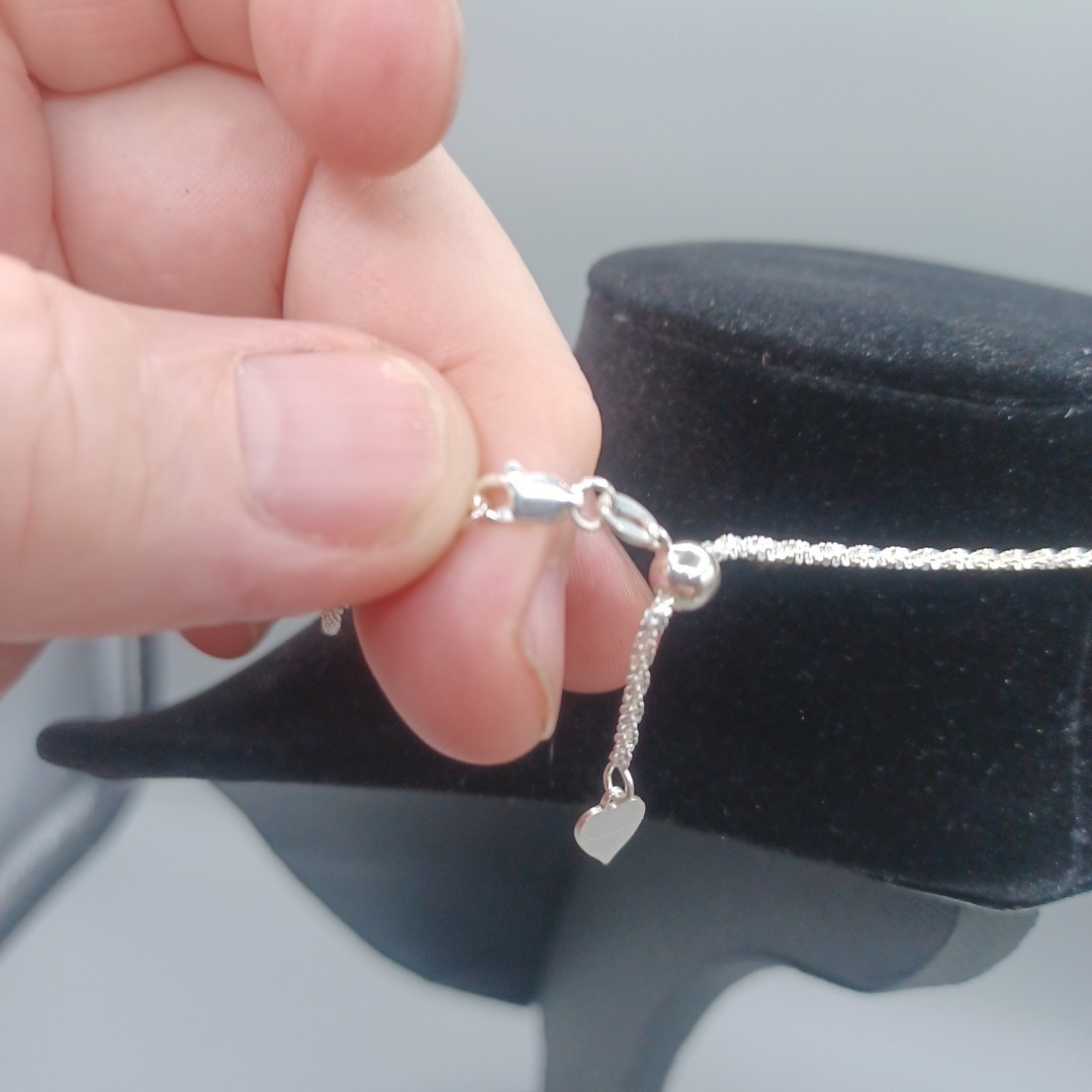22” 925 Sterling Silver Necklace Criss Cross Chain 2mm Lobster Slide Adjustable