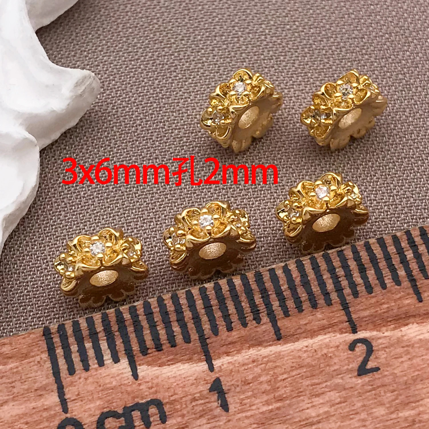 Mix 3/5Pcs 18K Copper Plated Real Golden Thick Silvery White Golden Osmanthus Zi