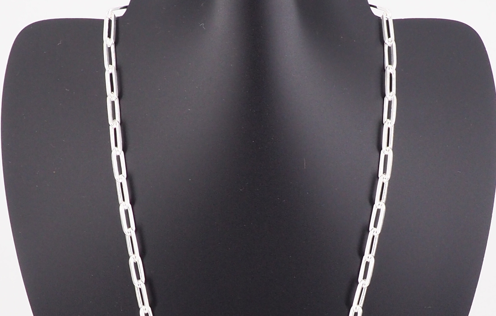 Solid 925 Sterling Silver Paperclip Necklace 4mm, 16” Link Chain Italy NEW