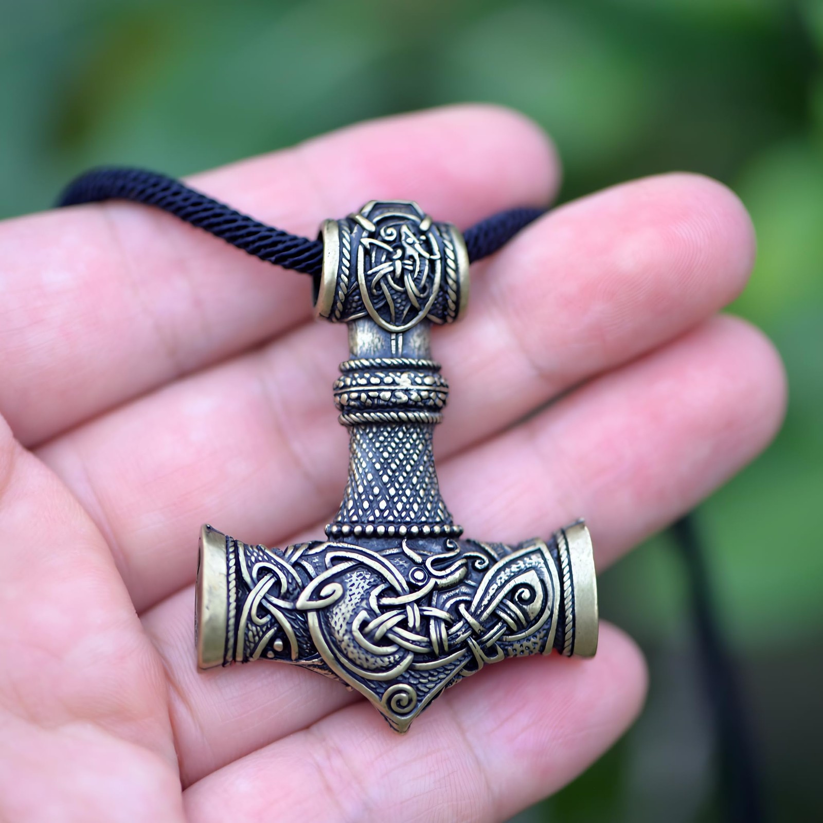 Thor Hammer Necklace – Viking Necklace For Men, Norse Mythology Amulet Jewelr…