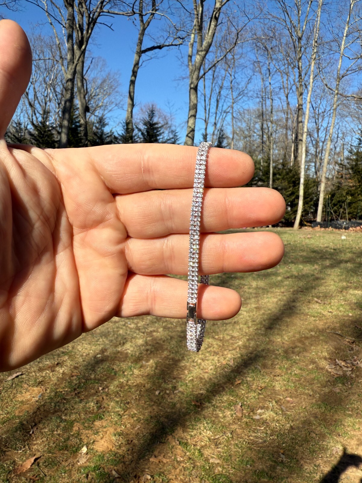 Real 925 Sterling Silver Micro Two Row 4.5mm Tennis Bracelet CZ 6-8″ Iced