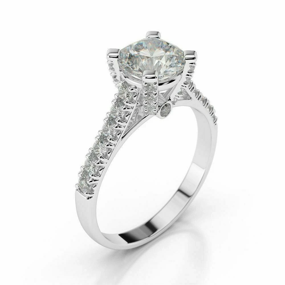 2.2 Ct Round Simulated Diamond 925 Sterling Silver Cluster Wedding Ring