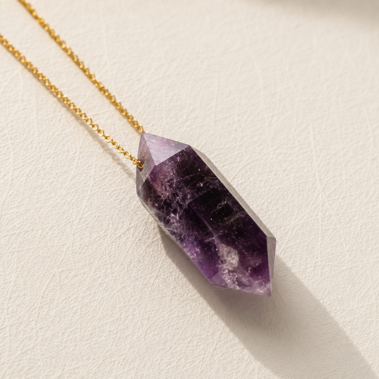 Natural Amethyst Crystal Necklace | 18K Gold Plated | Peace & Intuition