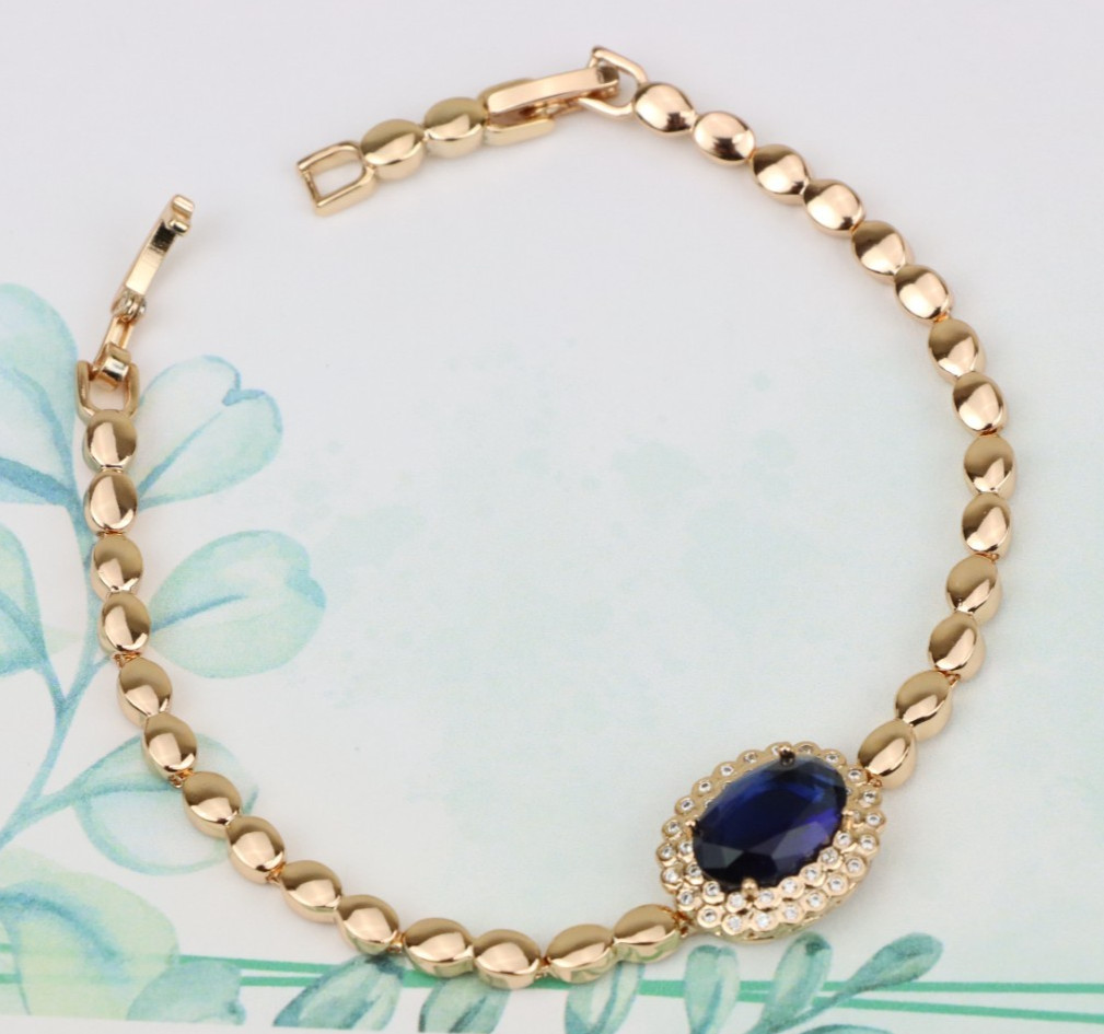 Rose Gold Bracelet with Blue Center Stone, XPBL0681