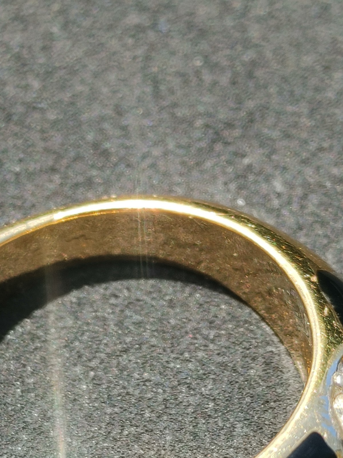 18 kt GE black and gold stripes ring size 8 yellow gold electroplated cz