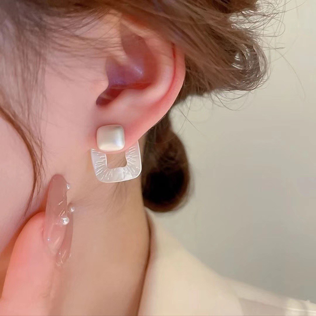 Geometric Square Simple Ear Studs for Women’s New Trendy Earring Alloy